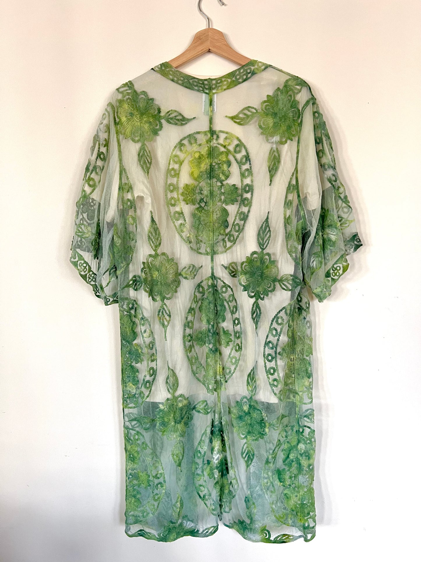 L-XL Green in the Forrest Lace Duster