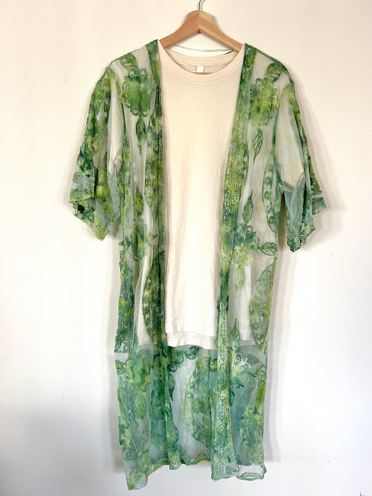 Sm-Med Green in the Forrest Lace Duster