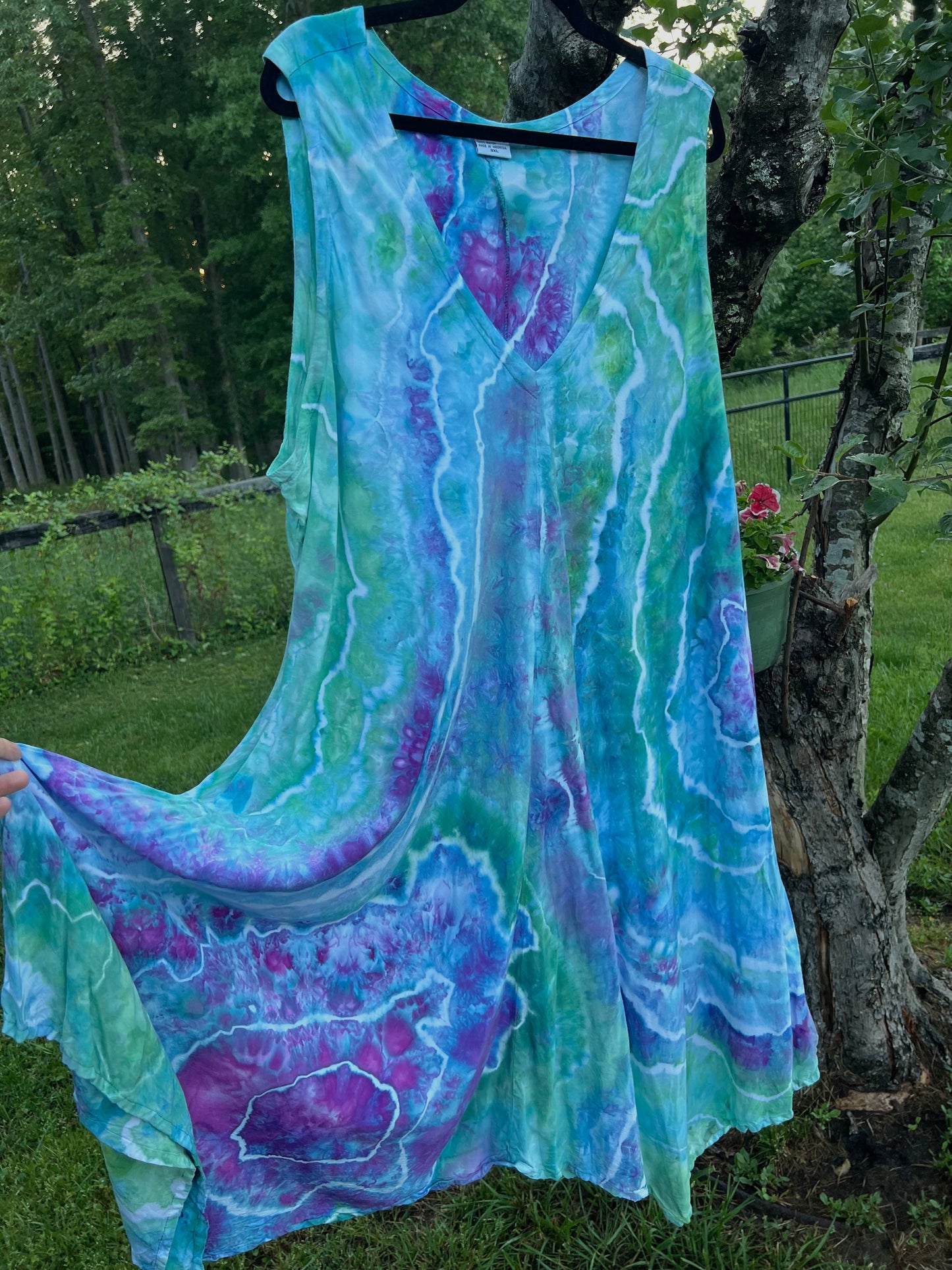 3X-Ice Dyed Flowy Dress