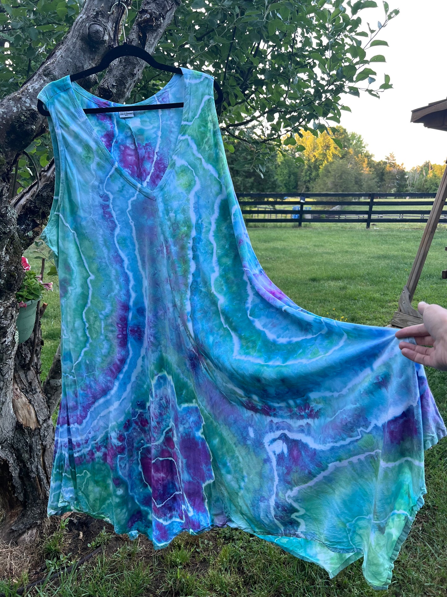 3X-Ice Dyed Flowy Dress