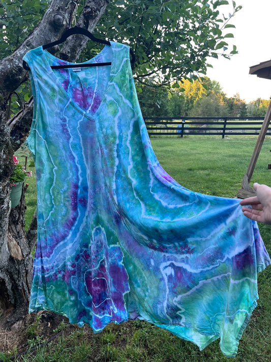 3X-Ice Dyed Flowy Dress