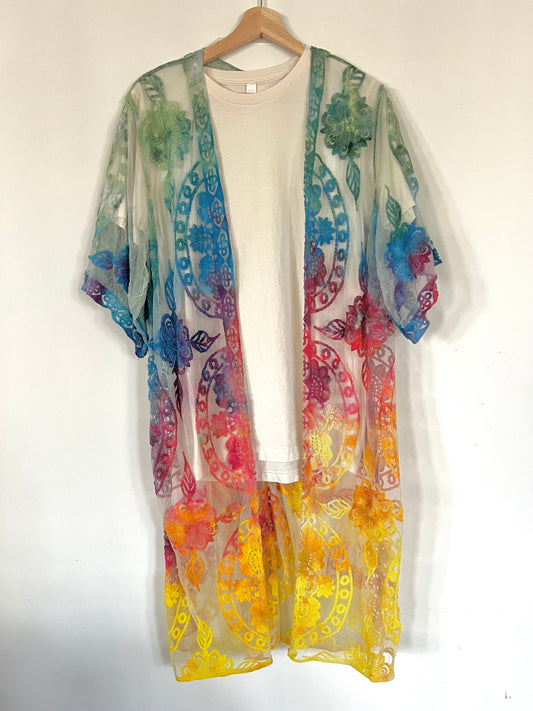 L-XL Sunshine Rainbow Lace Duster
