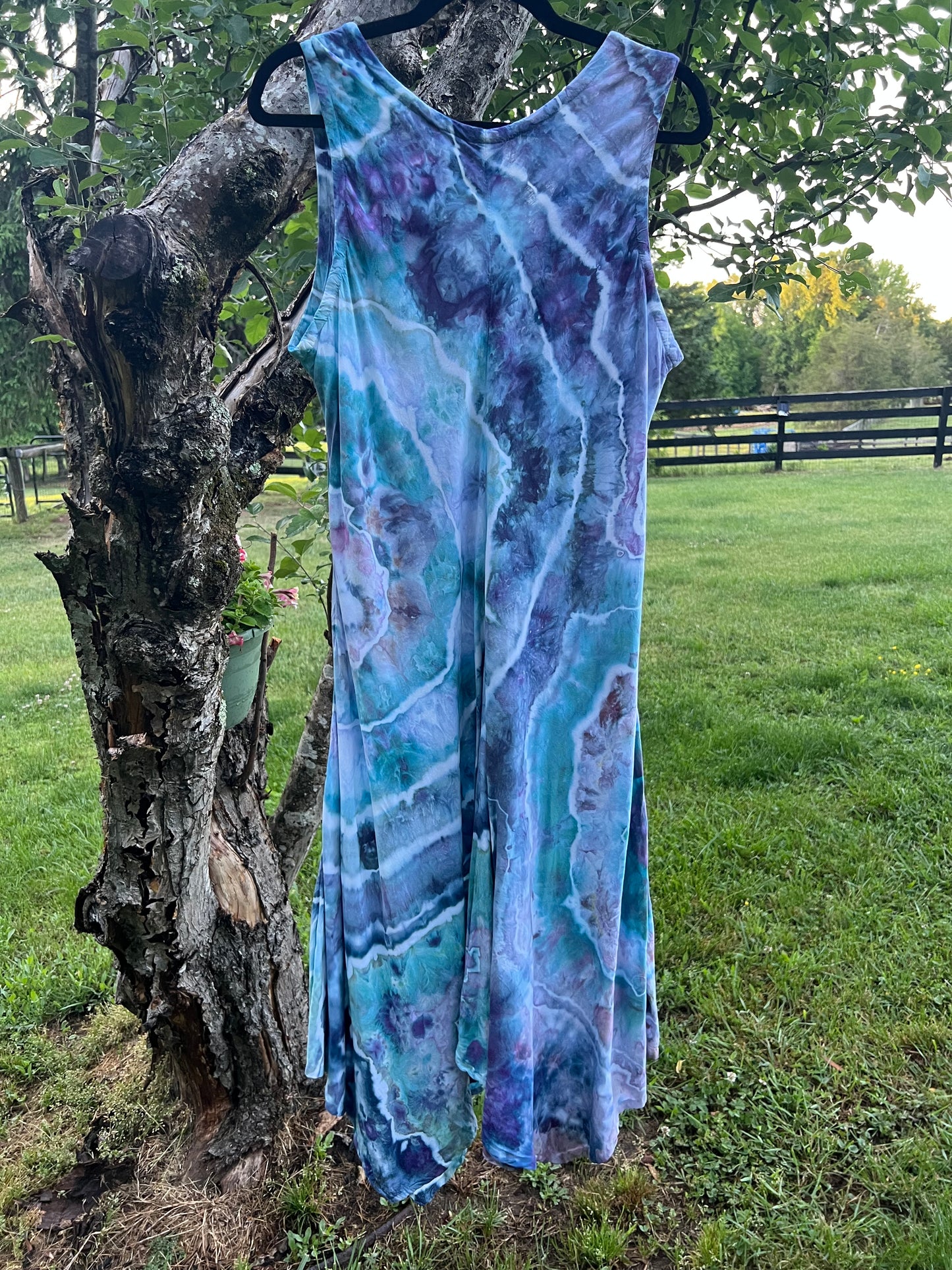 Large-Indigo Nebula Ice Dyed Flowy Dress