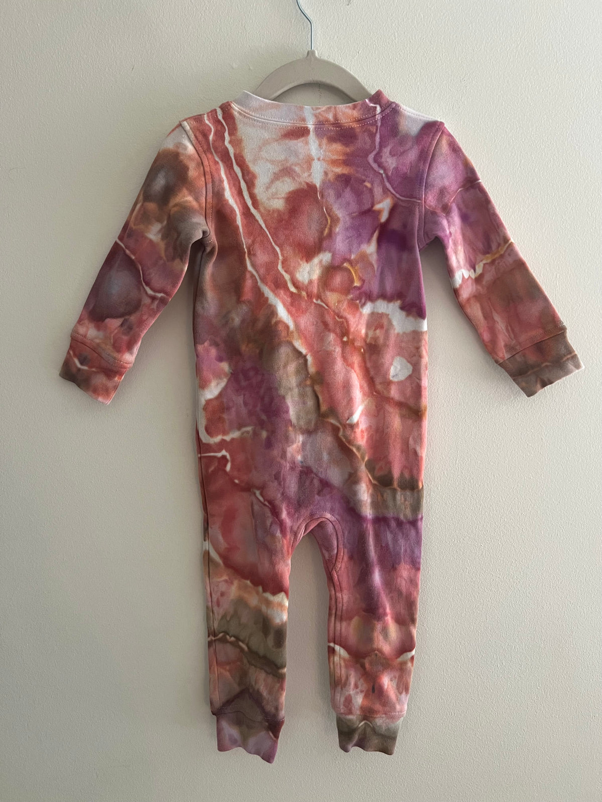 12-18 Month Coral Pink Ice Dyed Footless Romper