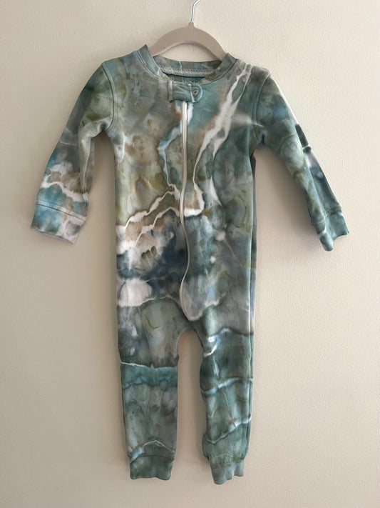 18-24 Month - Sea Green Ice Dyed Footless Romper