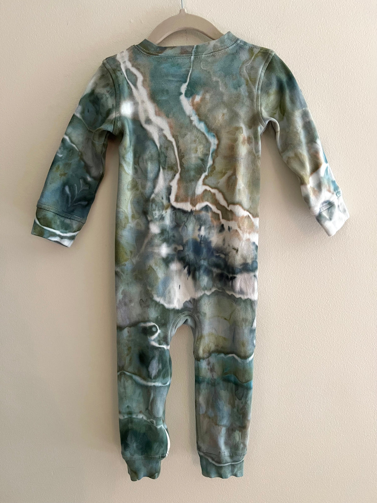 18-24 Month - Sea Green Ice Dyed Footless Romper