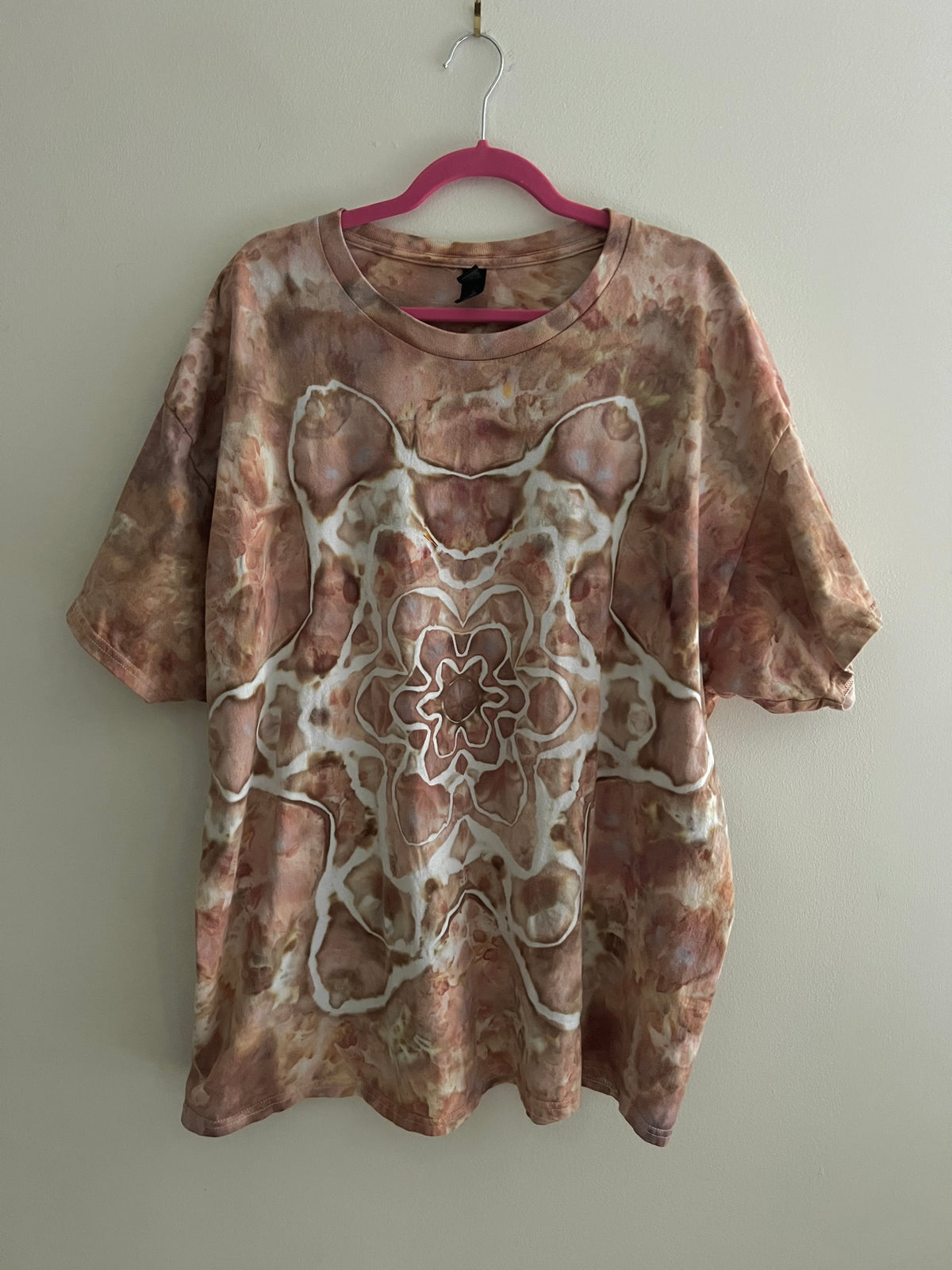 3X - Soft Peach Mandala Ice Dyed T-Shirt