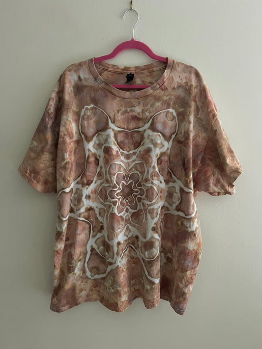 3X - Soft Peach Mandala Ice Dyed T-Shirt